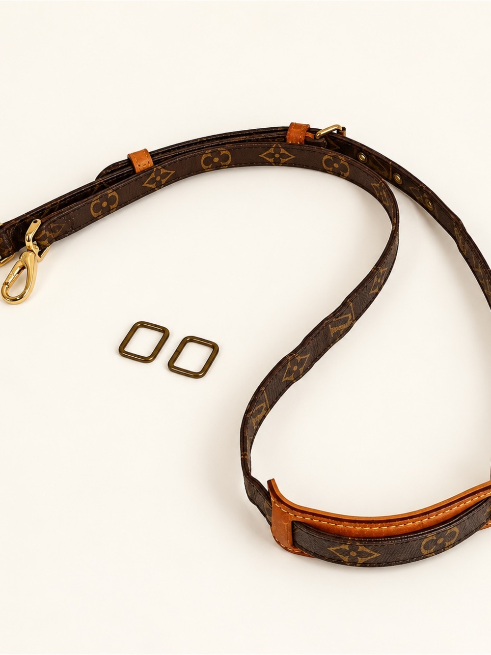 Louis Vuitton Brown Monogram Crossbody Strap with Gold Hardware